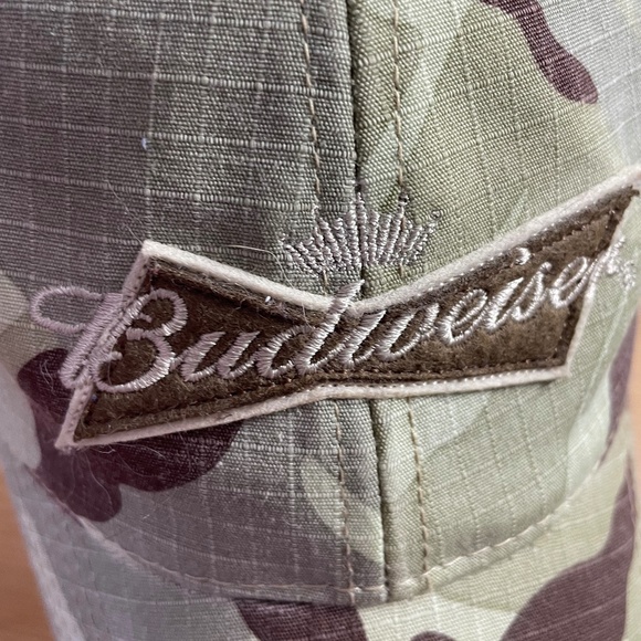 Camo Budweiser Hat Official Anheuser Busch Beer Distressed Hunting Adjustable - Picture 6 of 10